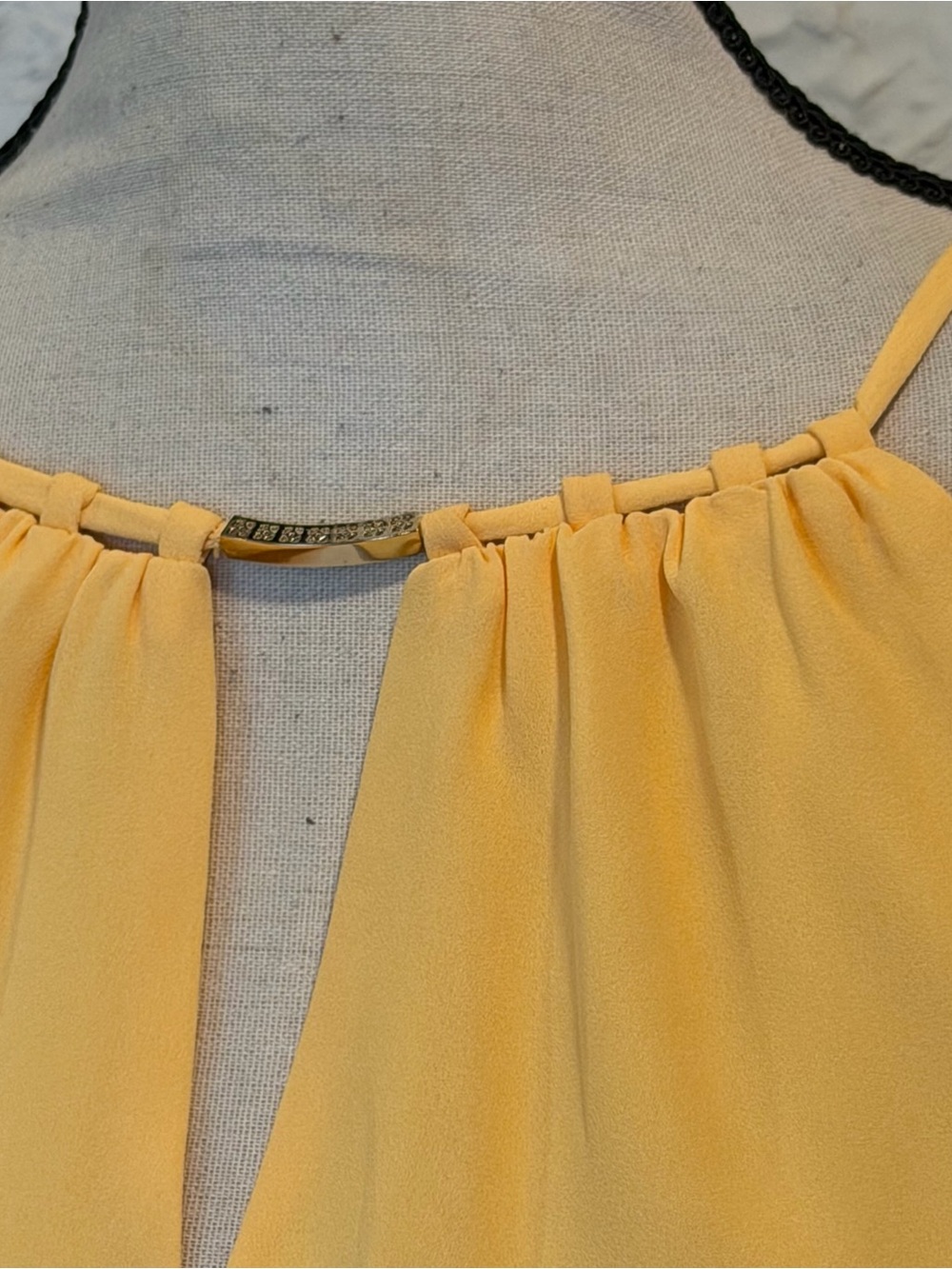 WHBM Yellow Sleeveless Chiffon Dress Drawstring Gold Hardware Size 8 NWT - Picture 4 of 8